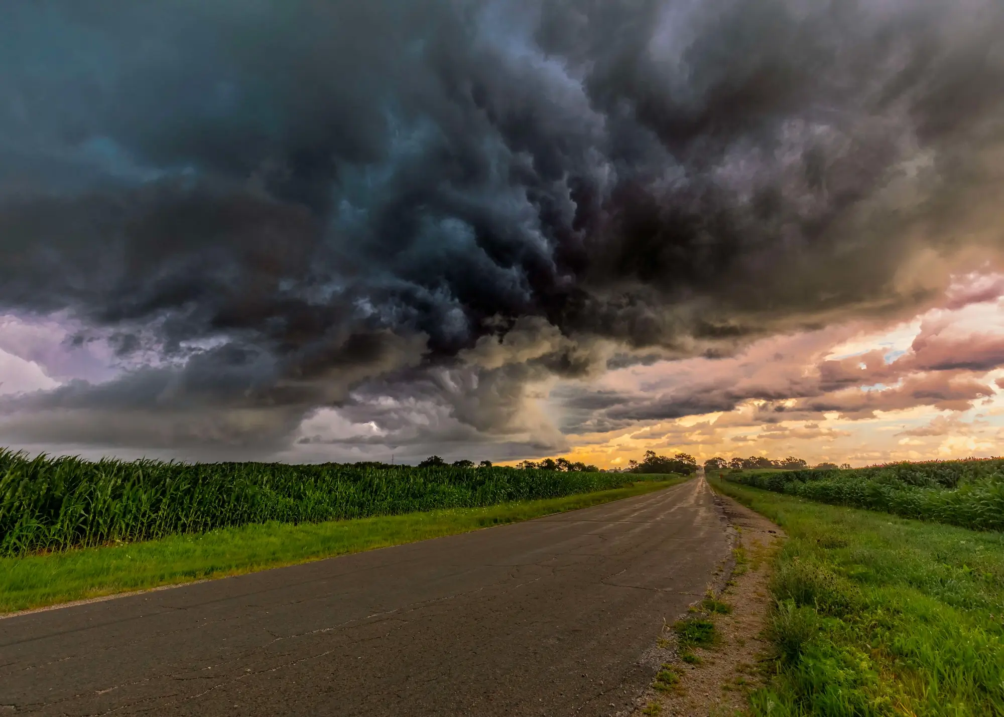 Champs mais avec un orage qui se prépare