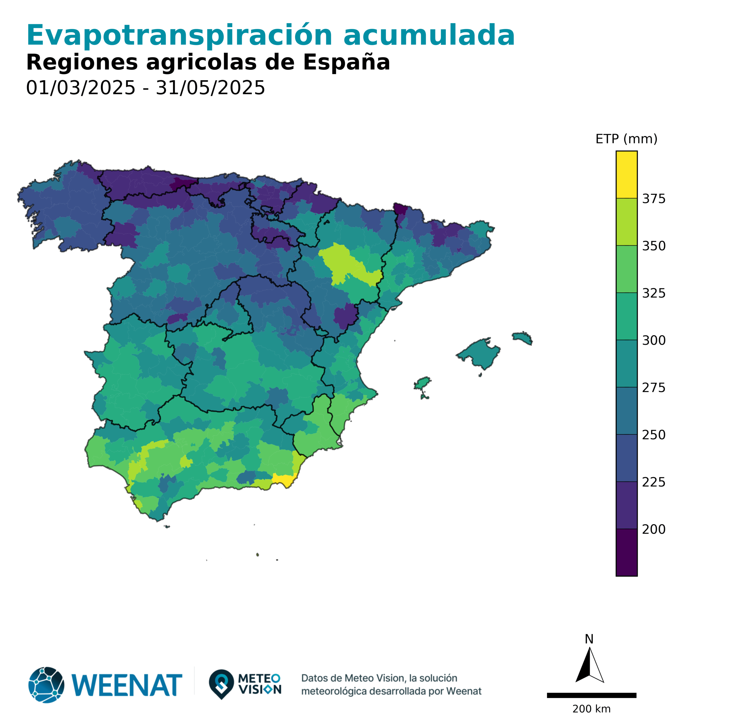 Cumul d'évapotranspiration printemps 2025 france