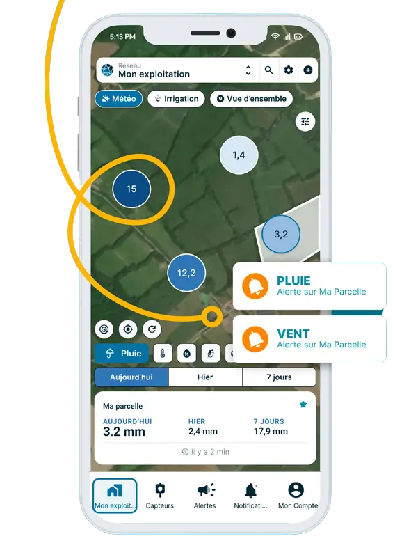 Application Weenat, alertes personnalisées