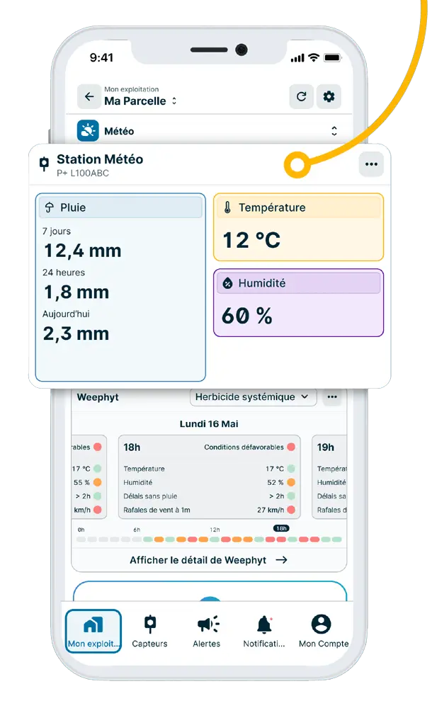 L'application Weenat permet de suivre les données météo en temps réel