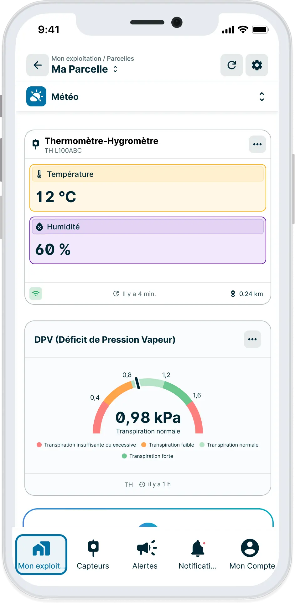 Thermometre-hygrometre application Weenat