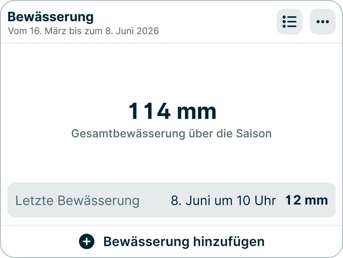 Les cumuls d'irrigation sur l'application Weenat