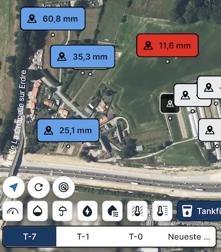 Mein Betrieb, die Weenat-App, nutzbares Wasservolumen
